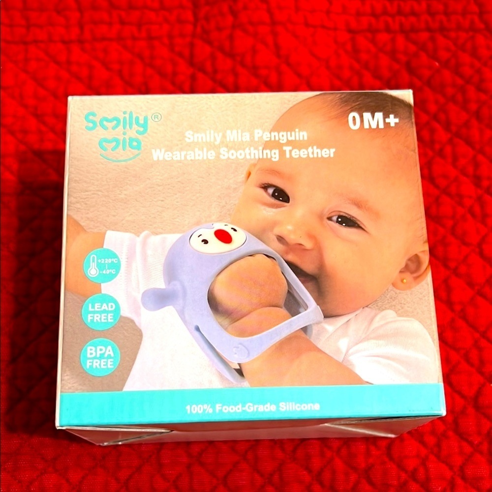Penguin Wearable Soothing Teether - Blue